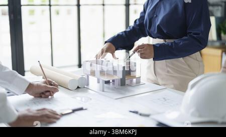 Architecture dessin sur architectural projet créatif architecture d'entreprise bâtiment construction ingénierie industrielle réalisation conception de planification Banque D'Images