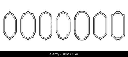 Formes de cadre Ramadan. Eléments de contour d'arc arabe de fenêtre. Design de porte avec ornement turc. Modèle d'autocollant oriental musulman. Décoration traditionnelle Illustration de Vecteur