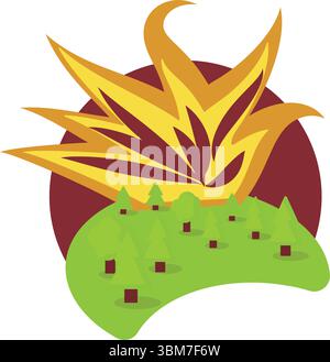 Icône isolée de vecteur de catastrophe naturelle de feu de forêt Illustration de Vecteur