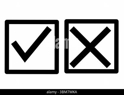 Symboles de coche et de croix rouge représentant le choix et l'état Banque D'Images