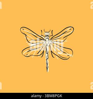 Collection d'illustration graphique vectorielle abstraite dessinée à la main avec mignon, stylisé libellule insecte bug.Trendy Modern Wild nature design concept sketch Illustration de Vecteur