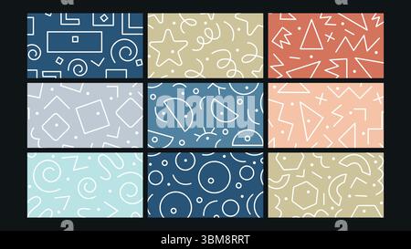Ensemble de fond de doodle de couleur minimale Illustration de Vecteur
