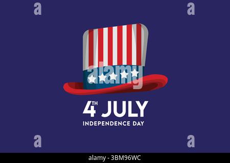 Illustration vectorielle de chapeau américain pour le 4 juillet jour de la République, symbolisant le patriotisme, la liberté et la fierté nationale. Parfait pour les célébrations, les affiches. Illustration de Vecteur