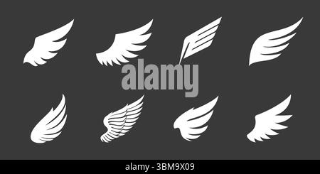 Icônes ailes définies. Ensemble simple d'icônes vectorielles d'ailes pour la conception de sites Web sur fond blanc Illustration de Vecteur