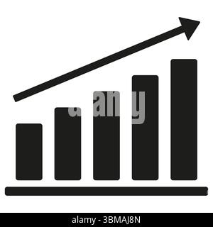 Icône augmenter le graphique. Symbole de barres montantes. Illustration de la croissance de l'entreprise. Image vectorielle. Illustration de Vecteur