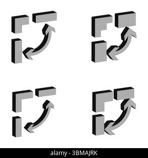 Icônes de flèche de zoom. Développez les symboles de rotation. Redimensionnement des éléments de l'interface. Illustration vectorielle. Illustration de Vecteur