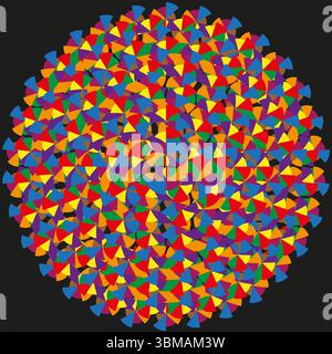 Cercle triangulaire coloré. Motif de dispersion géométrique. Composition en mosaïque brillante. Matrice abstraite vectorielle. Illustration de Vecteur