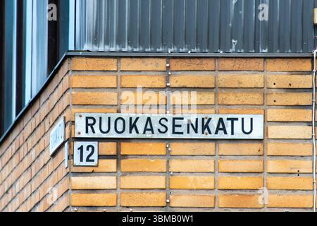 Nom de rue à Rovaniemi - Finlande Banque D'Images