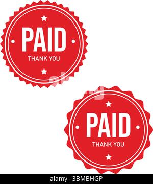 Paid Labes Red Paid Stamp. Timbre en caoutchouc grunge payé, illustration vectorielle autocollant payé , timbre , étiquette Illustration de Vecteur
