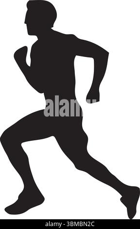 Silhouette homme running / sprint, silhouette athlète running Illustration de Vecteur
