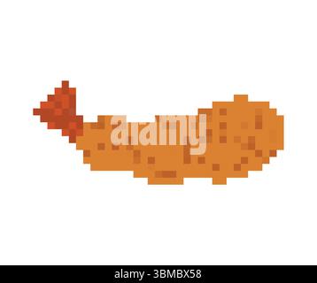 Crevettes frites pixel de 8 bits crevettes en pâte. nourriture pixelisée Illustration de Vecteur