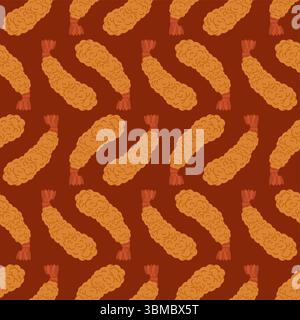 Motif crevettes frites sans couture. Crevettes en fond de pâte. texture des aliments Illustration de Vecteur