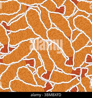Motif crevettes frites sans couture. Crevettes en fond de pâte. texture des aliments Illustration de Vecteur