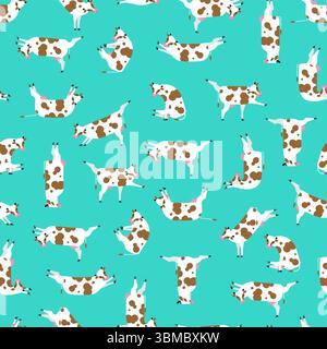 Motif yoga vache sans couture. Fond de yogi rural. Vaches faisant de la texture de gymnastique relaxante. Ornement de détente de bétail Illustration de Vecteur