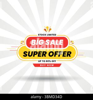Bannière Super Offer Big Sale avec jusqu'à 60 rabais Illustration de Vecteur