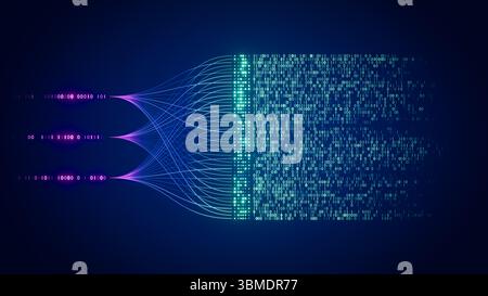 L’IA transforme les données en analyses, permettant l’automatisation des processus métier et la gestion des Big Data avec une technologie pilotée par les processus utilisant un neural artificiel n Banque D'Images