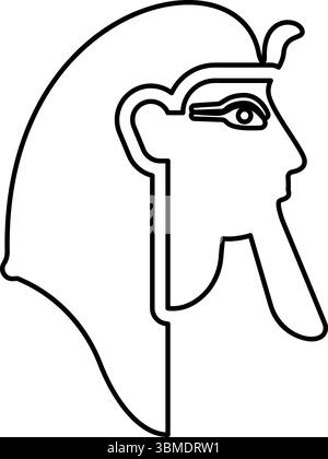 Tête pharaon COP faro masque contour ligne icône couleur noire illustration vectorielle image mince plat style simple Illustration de Vecteur