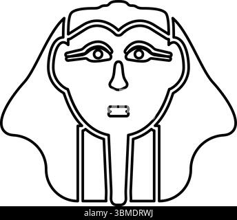 Tête pharaon COP faro masque contour ligne icône couleur noire illustration vectorielle image mince plat style simple Illustration de Vecteur