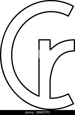 Brésil Cruzeiro symbole de devise signe élément de contour d'argent contour ligne icône noir illustration vectorielle image mince plat style simple Illustration de Vecteur