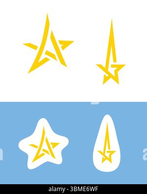 Jeu d'icônes d'étoile isolé sur fond blanc et bleu - illustrations vectorielles Illustration de Vecteur