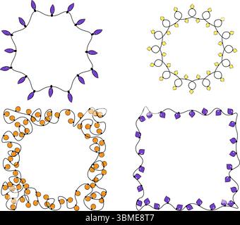 Modèle de cadre rond guirlande cercle. Illustration vectorielle d'encre de ligne graphique. Signe de silhouette pour logo, impression, bandes dessinées, mode, pop art, planches, desi Illustration de Vecteur