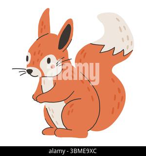 Animal sauvage isolé, animal forestier mignon, vecteur enfants, illustration de style de dessin animé Illustration de Vecteur
