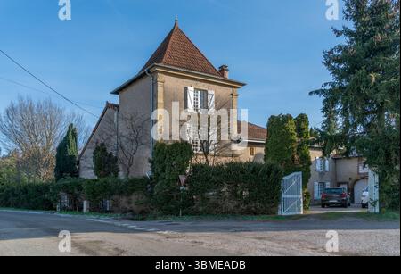 Impression d'Aydoilles, commune du département des Vosges à Grand est dans le nord-est de la France en hiver Banque D'Images