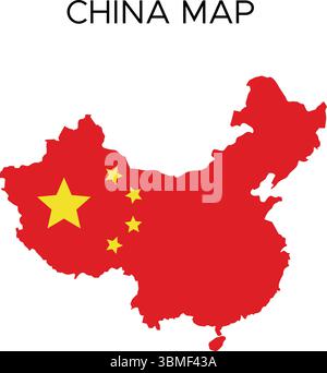 Carte vectorielle de la Chine isolée sur un fond blanc Illustration de Vecteur