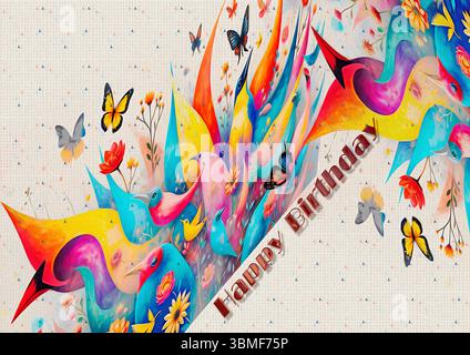 DESIGN DE CARTE D'ANNIVERSAIRE : 'Joyeux anniversaire' (Design by Edmund Nagele FRPS) Banque D'Images