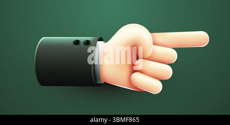 Direction de pointage de la main humaine. Style 3D de dessin animé. Illustration vectorielle. Illustration de Vecteur