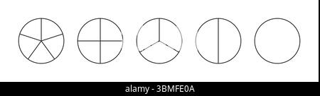 Modèle de graphique circulaire de 1 à 5. Ensemble de tableaux de pizza. Schéma des pièces de roue. Graphiques segmentés. Illustration de Vecteur