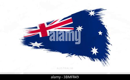 Drapeau national australien avec traits de pinceau texturés. Design artistique de contour de pinceau. Illustration de Vecteur