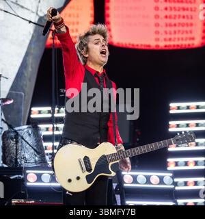 Billie Joe Armstrong de Green Day jouant en concert à tonnes of Rock en Norvège en juin 2025 Banque D'Images