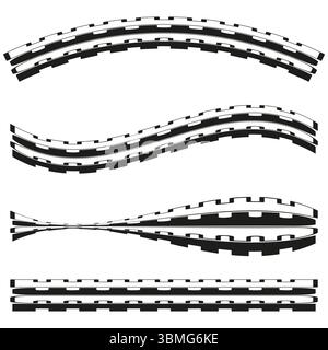 Jeu de lignes ondulées. Eléments de motif abstrait. Vecteur graphique horizontal. Illustration de séparateur décoratif. Illustration de Vecteur