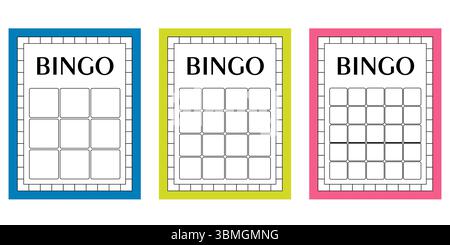 Jeu de cartes de bingo vides sans numéros. Nettoyer les modèles de tickets de jeu de loto. Illustrations vectorielles de feuilles de keno vierges pour les jeux sur le thème du casino Illustration de Vecteur