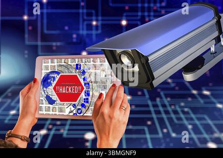 Image symbolique, cybersécurité, cyberattaques dans le monde entier, criminalité informatique, attaques INFORMATIQUES numériques, économie, industrie de l'énergie, centrales nucléaires, société, Banque D'Images