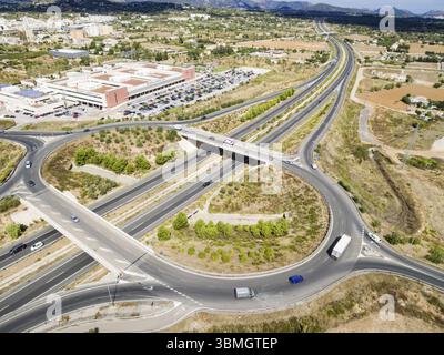 Autoroute ma-13, rond-point Inca, Majorque, Îles Baléares, Espagne, Europe Banque D'Images