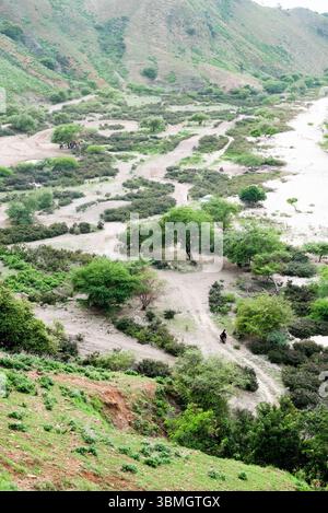 Belle vue sur les collines Cristo Rei à Dili, Timor Leste. Vue aérienne de la plage tropicale. Banque D'Images