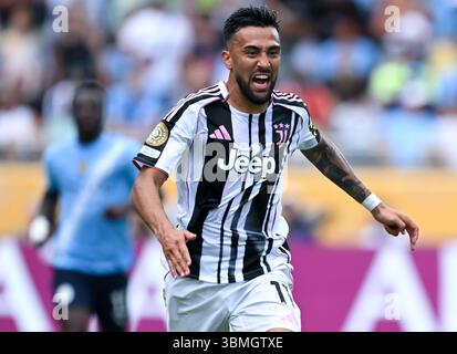 Orlando, États-Unis. 26 juin 2025. Football : Coupe du monde des clubs, Juventus Turin - Manchester City, ronde préliminaire, Groupe G, journée 3 au Camping World Stadium. Nicolas Gonzalez de Turin en action. Crédit : Sven Hoppe/dpa/Alamy Live News Banque D'Images