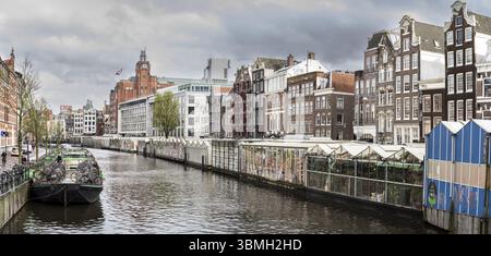 Marché aux fleurs -Bloemenmarkt-, canal Singel, Amsterdam, pays-Bas Banque D'Images