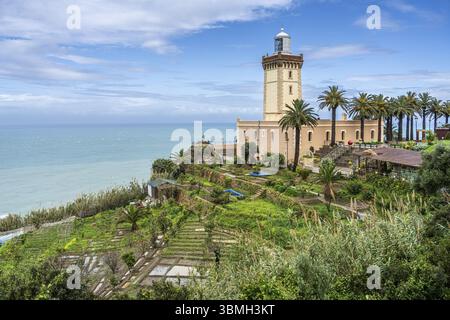 Phare de Cape Spartel, entrée sud du détroit de Gibraltar, Tanger, Maroc, Afrique du Nord, Afrique Banque D'Images