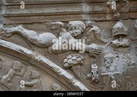 Porte du nouveau monastère, XVIe-XVIIe siècle, baroque, monastère royal de Santa Maria de Veruela, abbaye cistercienne du XIIe siècle, Vera de Moncayo, ZAR Banque D'Images