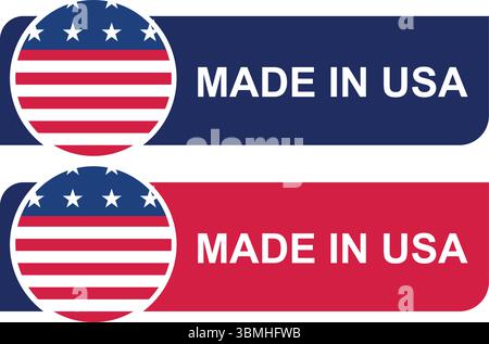 Fabriqué aux États-Unis étiquette avec symbole drapeau américain Illustration de Vecteur