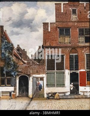 Vue de maisons à Delft, connue sous le nom de la petite rue, Johannes Vermeer, huile sur toile, v. 1660, Amsterdam, pays-Bas Banque D'Images