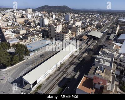 Gare routière et gare ferroviaire, Inca, Majorque, Îles Baléares, Espagne, Europe Banque D'Images