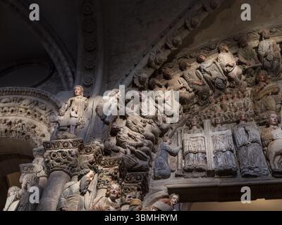 Portique de gloire, style de transition entre roman et gothique, par maître Mateo et ses ouvriers, Saint-Jacques de Compostelle, province de la Corogne, G. Banque D'Images