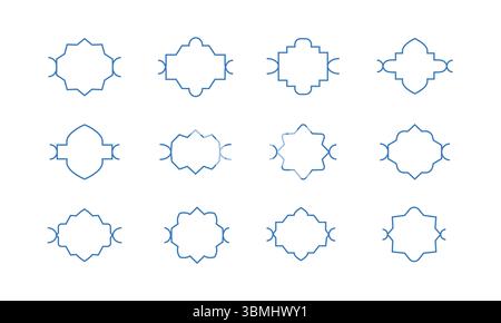 Mosaïque style oriental simple lignes formes géométriques, icônes. Luxe thaïlandais, indien, frontière marocaine, étiquette, modèles de logo. Illustration de Vecteur