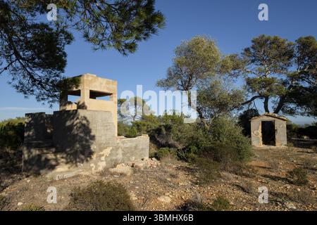 Caserne d'artillerie de Cap Blanc, Llucmajor, Majorque, Îles Baléares, Espagne, Europe Banque D'Images