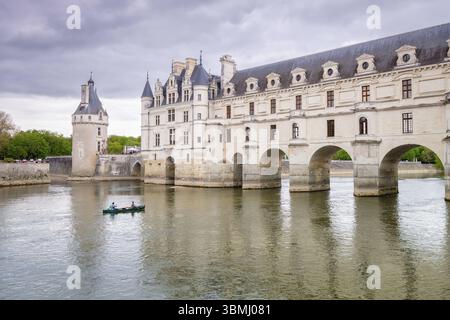 Schloss Chenonceau (Chateau de Chenonceau), ein malerisches Wasserschloss im franzoesischen Ort Chenonceaux im Departement Indre-et-Loire in der Reg Banque D'Images