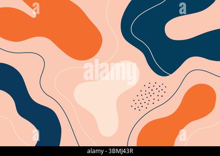 Disposition organique fluide avec fond pêche et formes abstraites modernes Illustration de Vecteur
